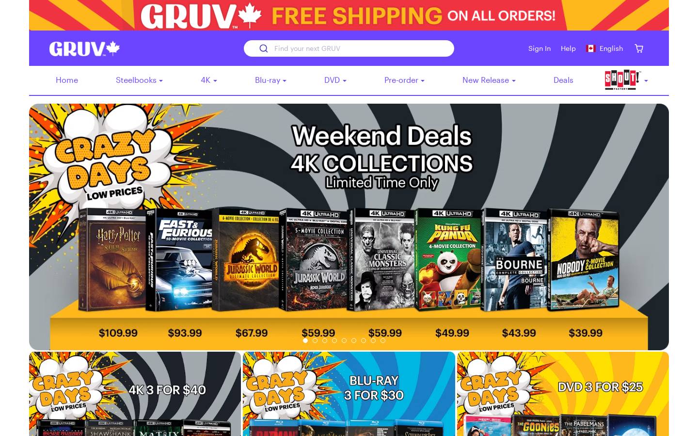 Gruv homepage screenshot
