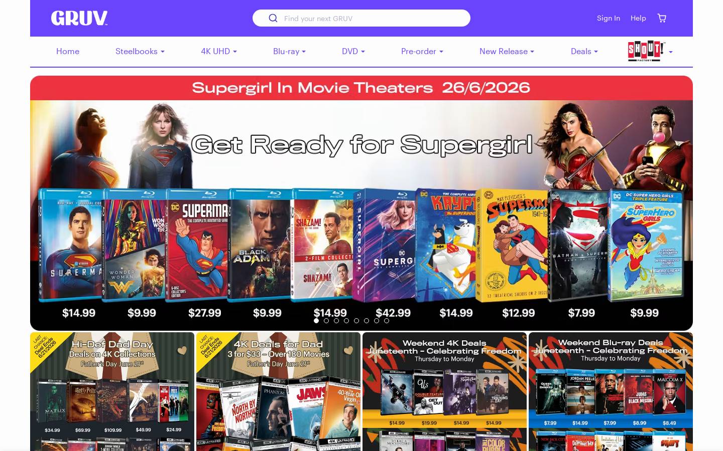 Gruv homepage screenshot
