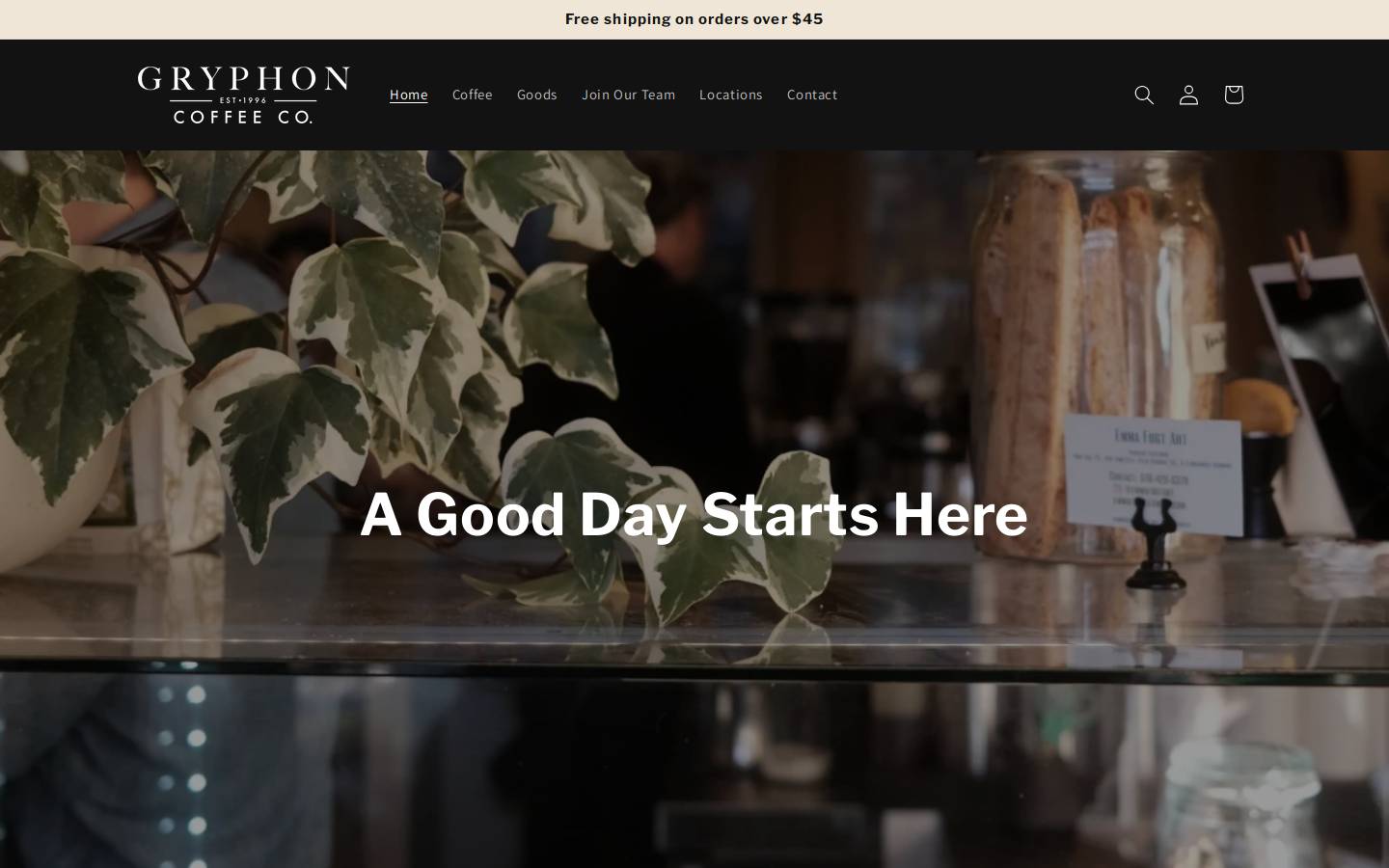 gryphoncoffee.com homepage screenshot