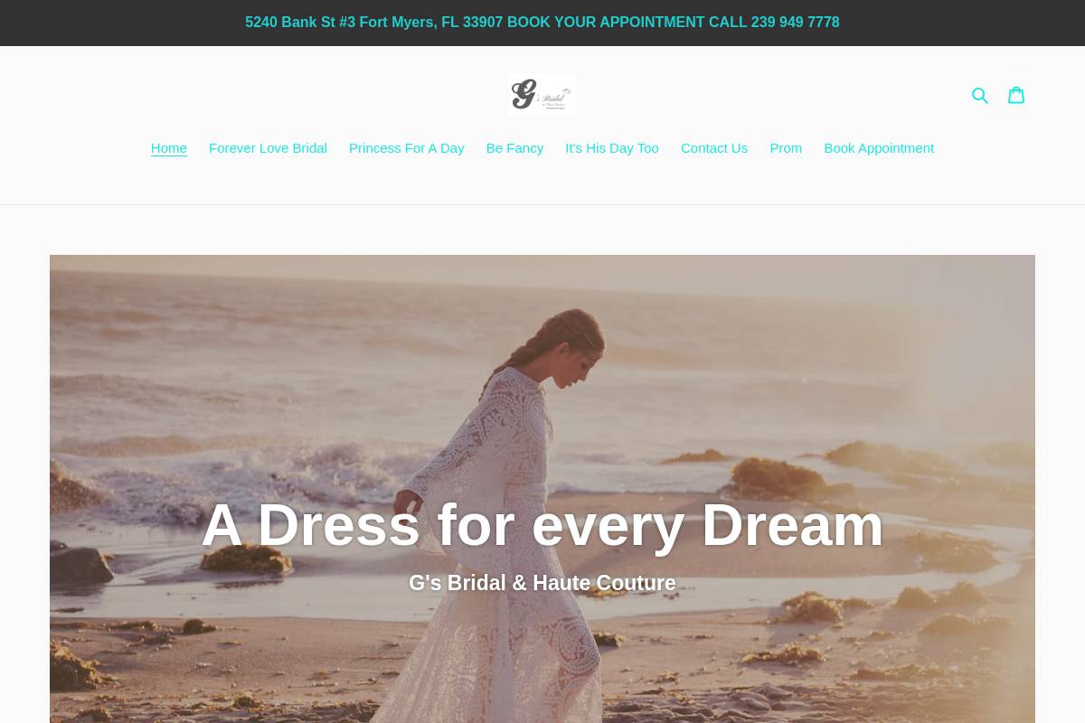 gsbridalcouture.com homepage screenshot