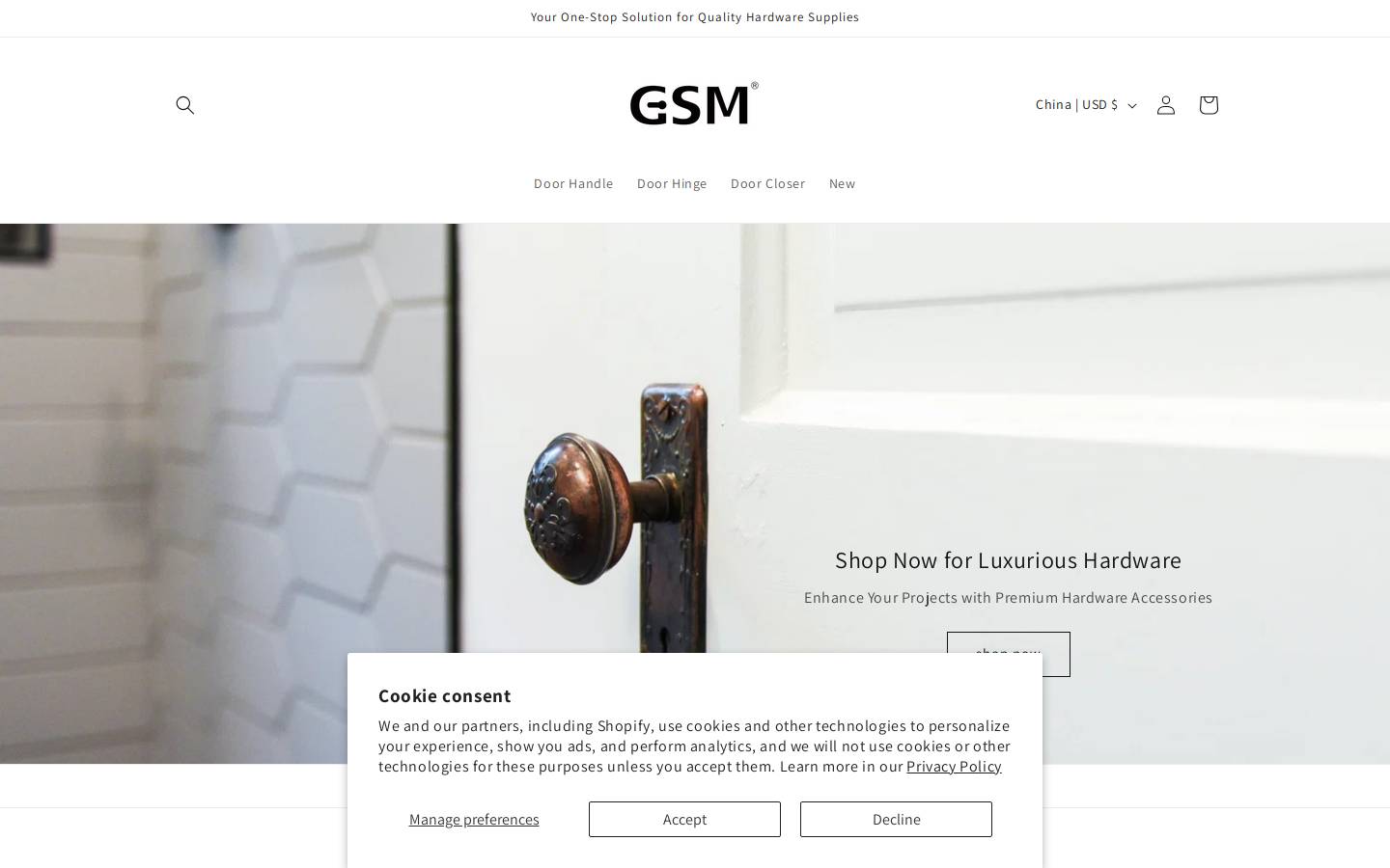 gsmdoorhardware.com homepage screenshot