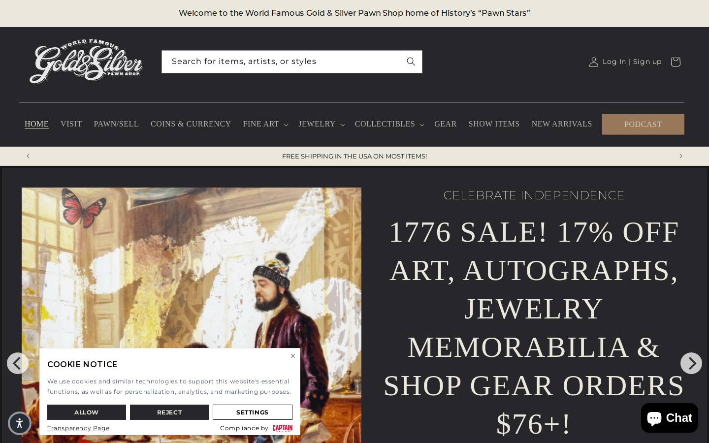 Rick Harrison's Gold & Silver Pawn homepage screenshot
