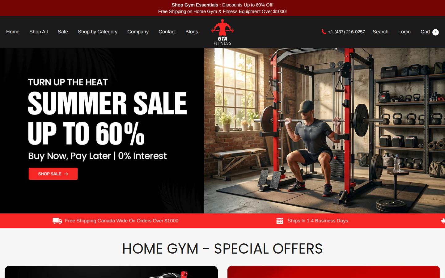 gtafitness.ca homepage screenshot