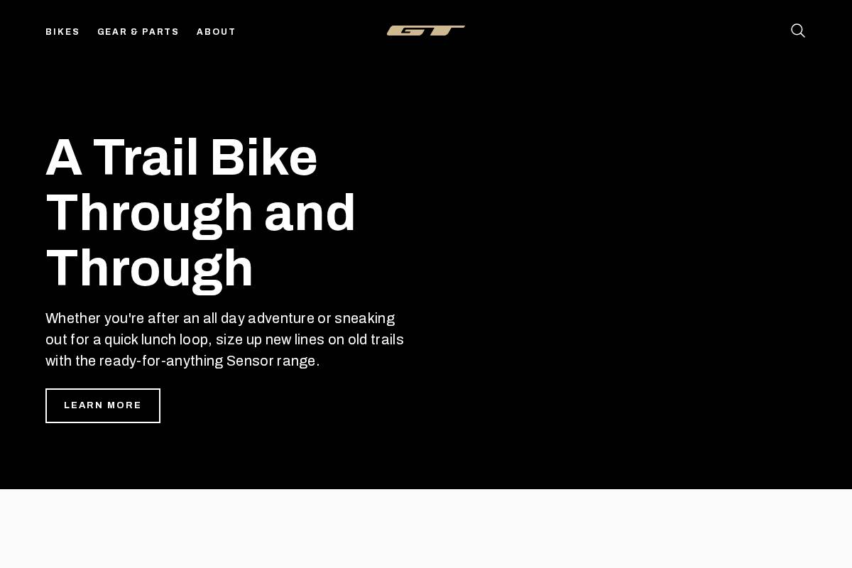 GT Bicycles homepage screenshot