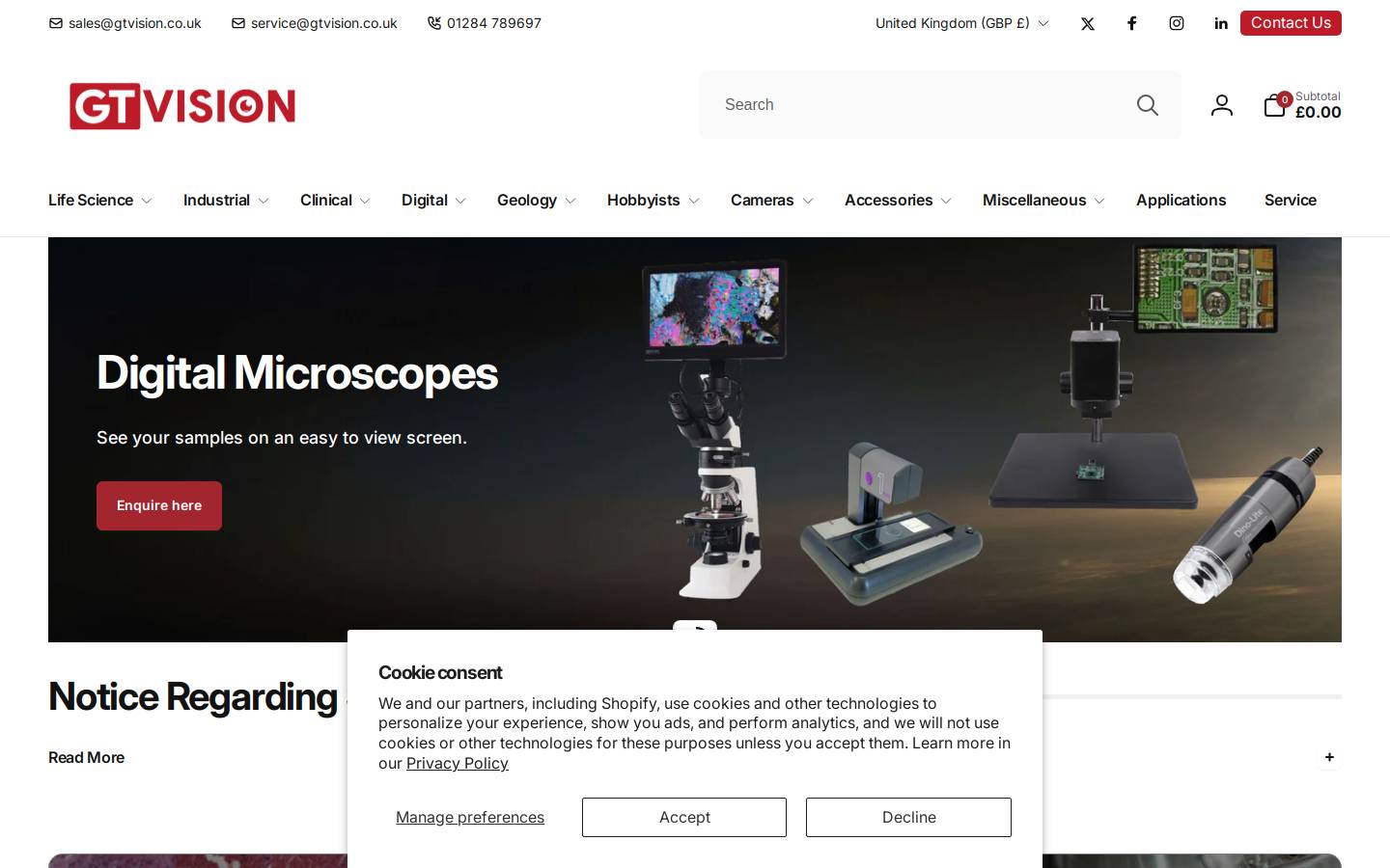 GT Vision homepage screenshot