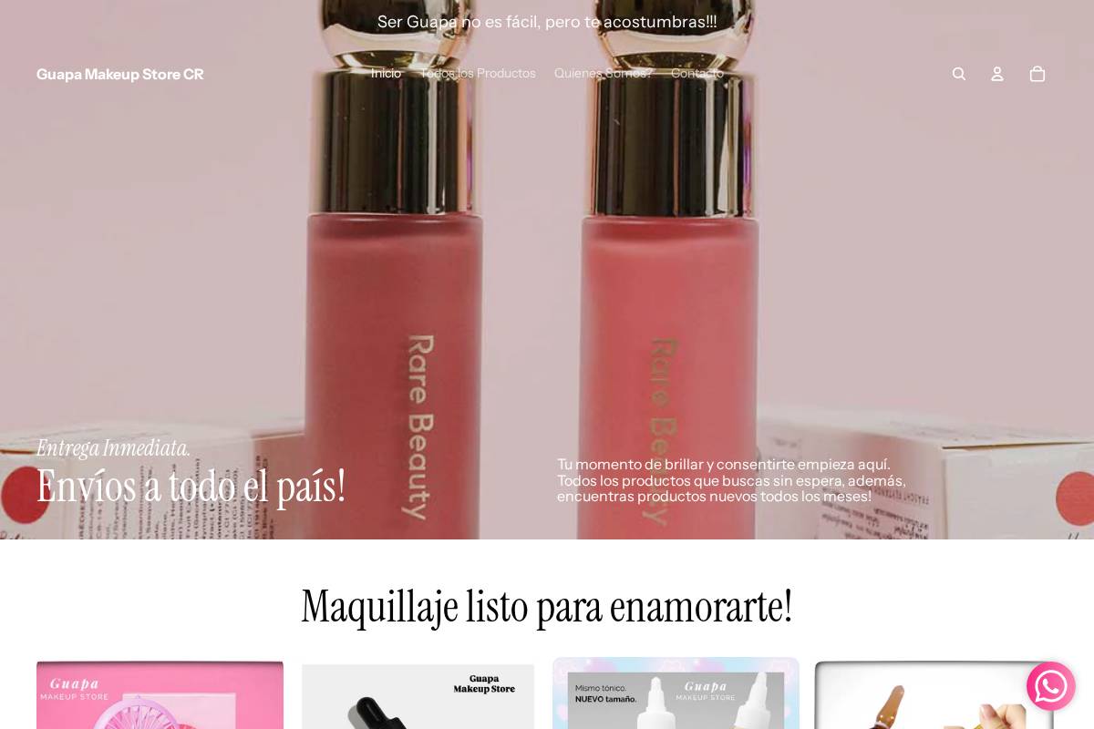guapamakeupstorecr.com homepage screenshot