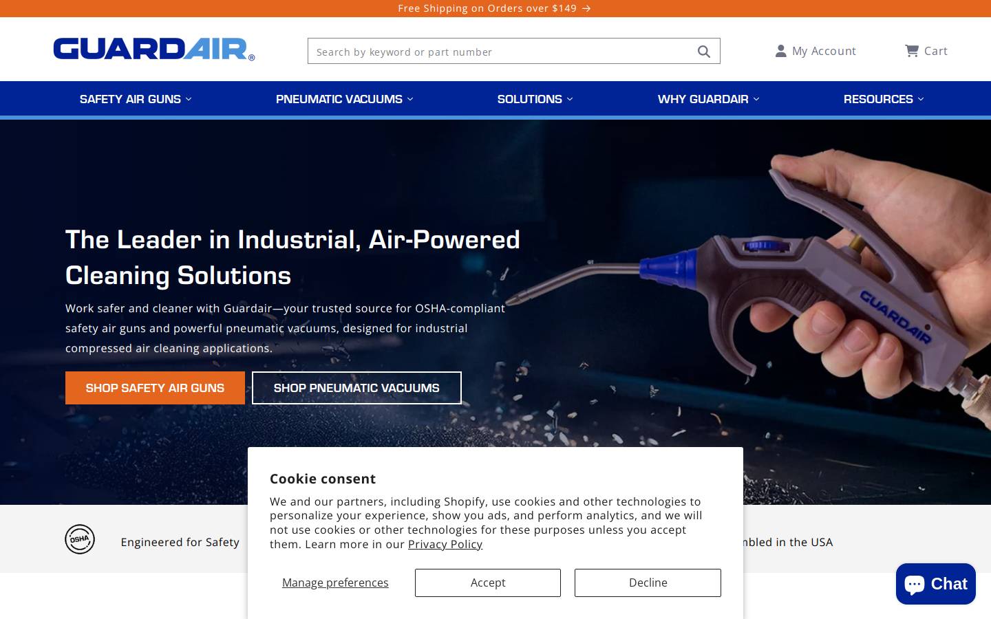 guardairvacs.com homepage screenshot