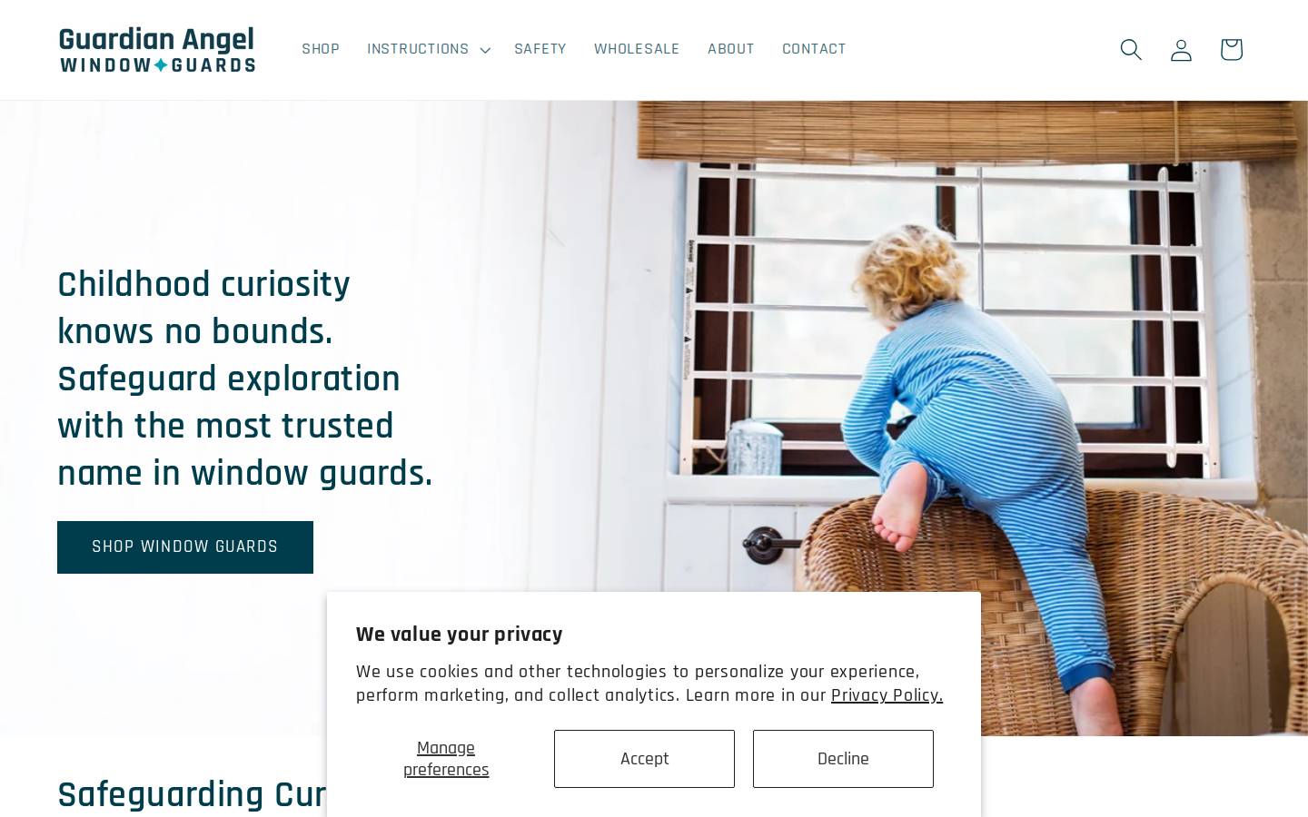 guardianangelwindowguards.com homepage screenshot