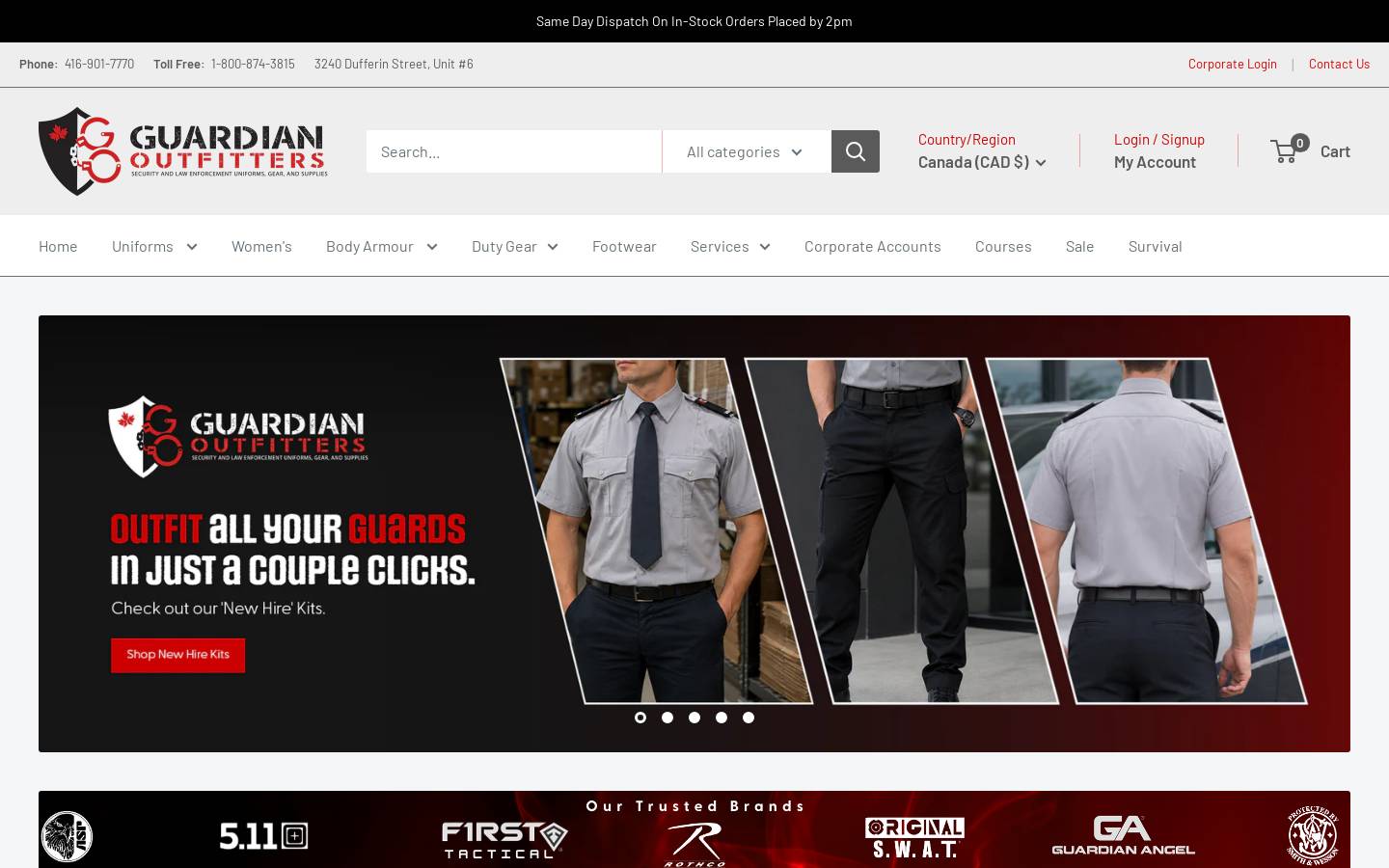 guardianoutfitters.ca homepage screenshot
