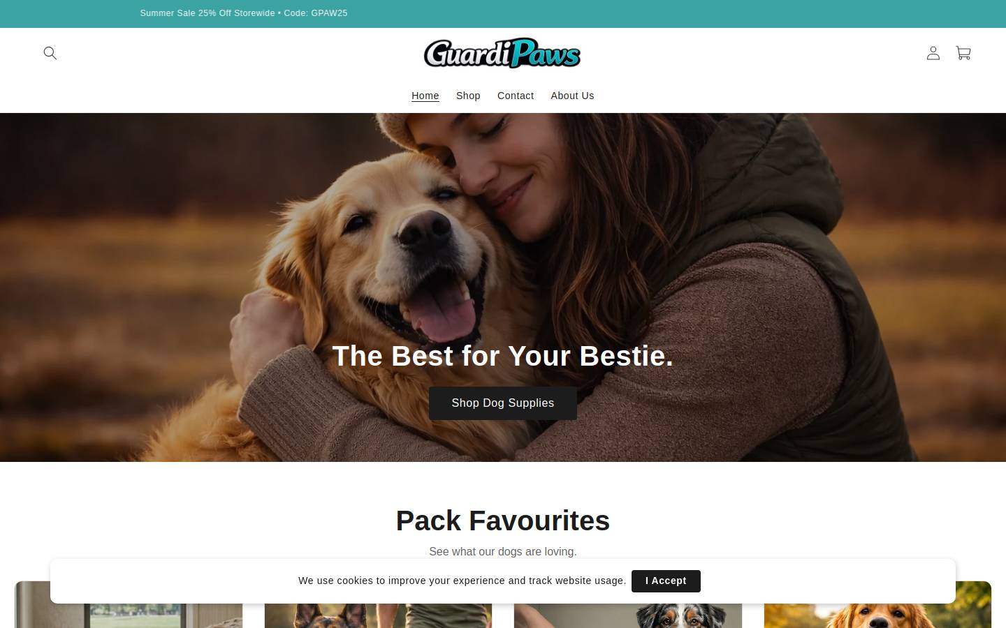 guardipaws.com homepage screenshot