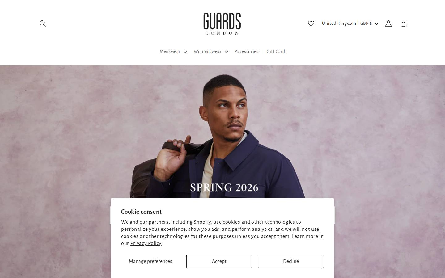 Guards London homepage screenshot