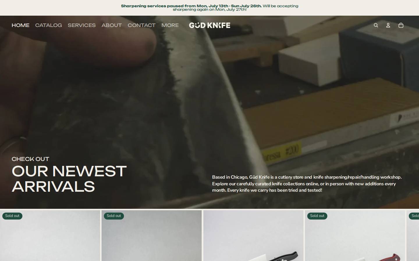 gudknife.com homepage screenshot