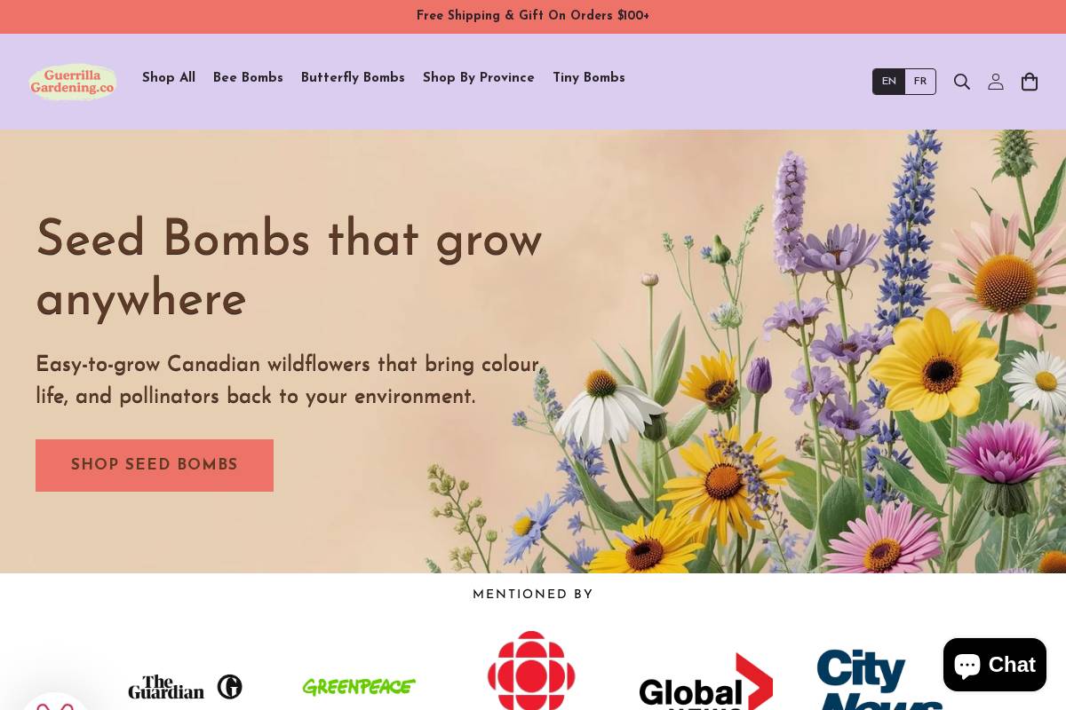 Guerrillagardening homepage screenshot
