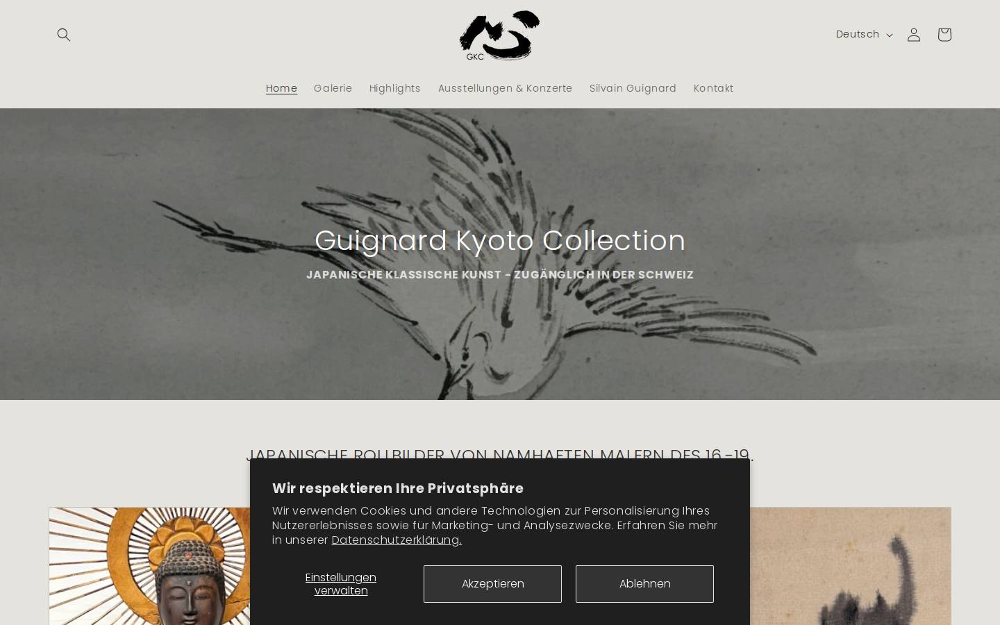guignard-kyoto-collection.ch homepage screenshot