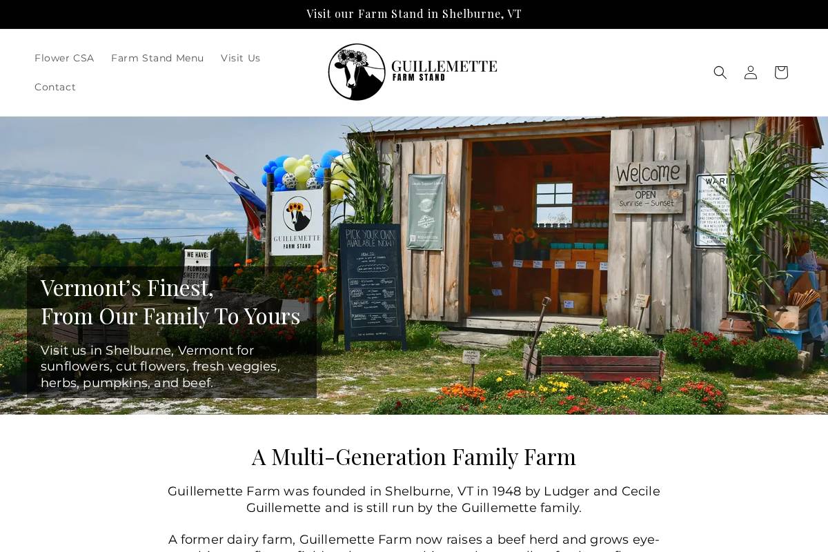 guillemettefarm.com homepage screenshot
