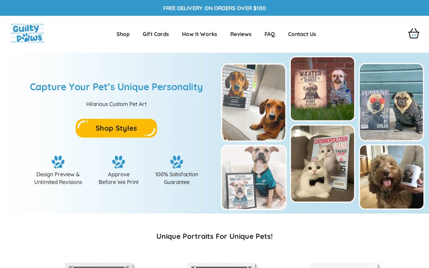 guiltypaws.com homepage screenshot