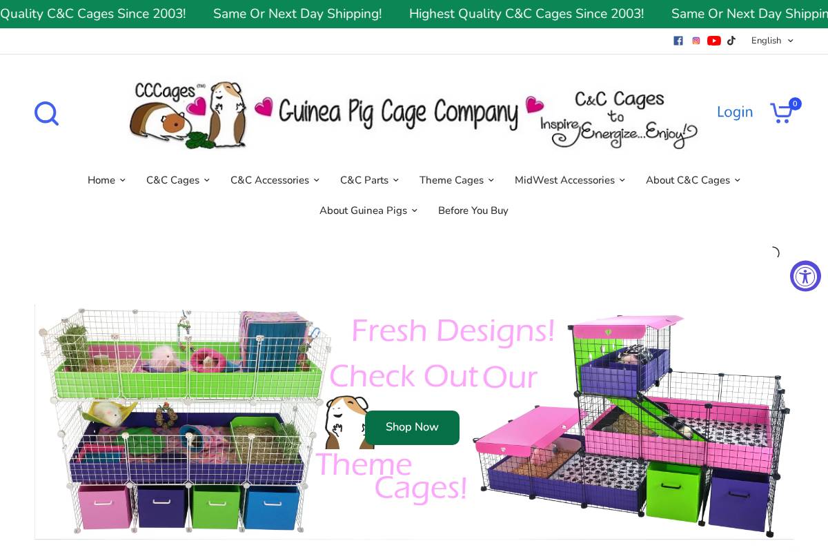 guineapigcagecompany.com homepage screenshot