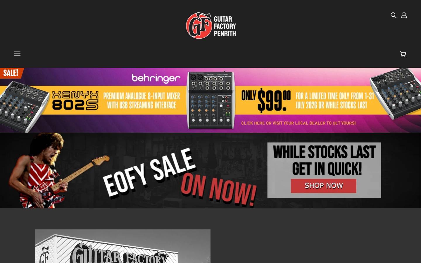 guitarfactorypenrith.com.au homepage screenshot
