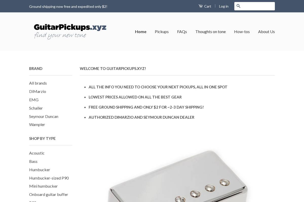 guitarpickups.xyz homepage screenshot