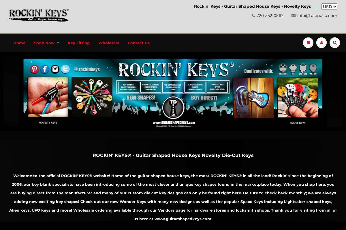 guitarshapedkeys.com homepage screenshot