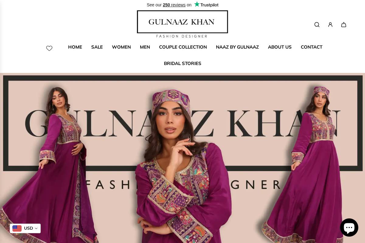 Gulnaaz Fashion homepage screenshot