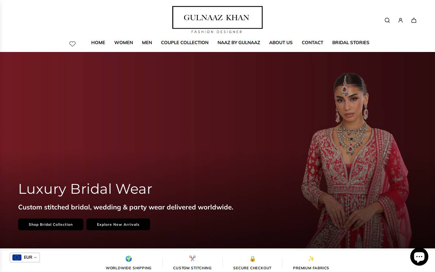 Gulnaaz Fashion homepage screenshot