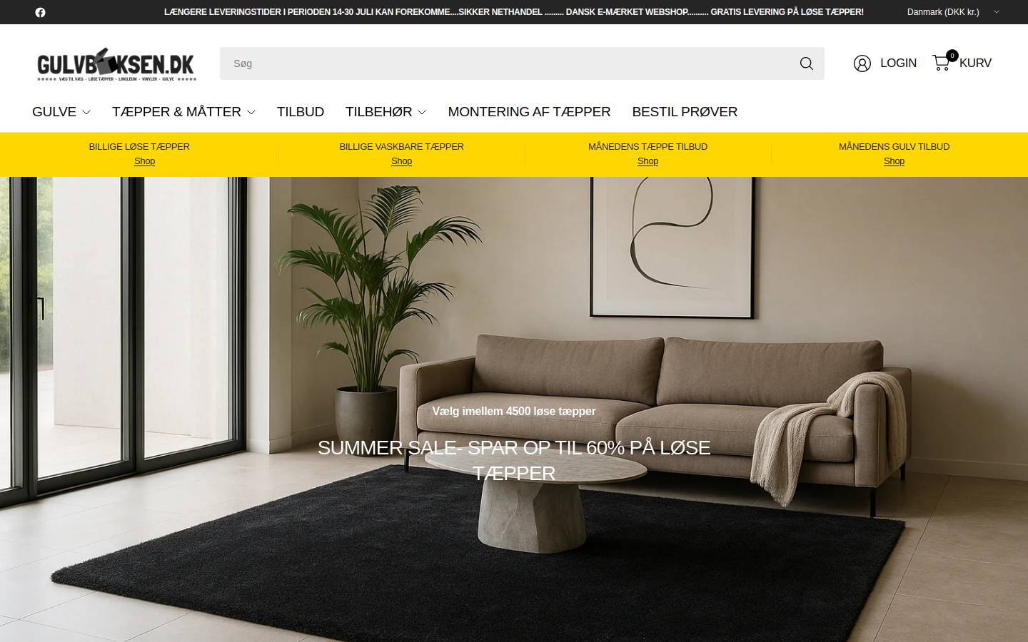Tæppergulve homepage screenshot