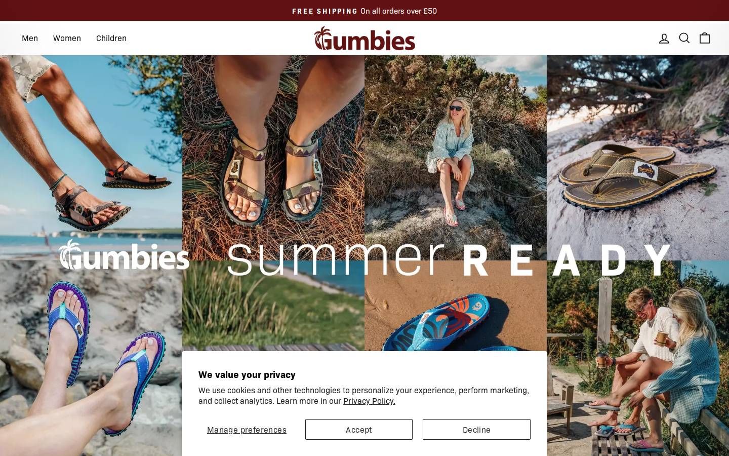 Gumbies UK homepage screenshot