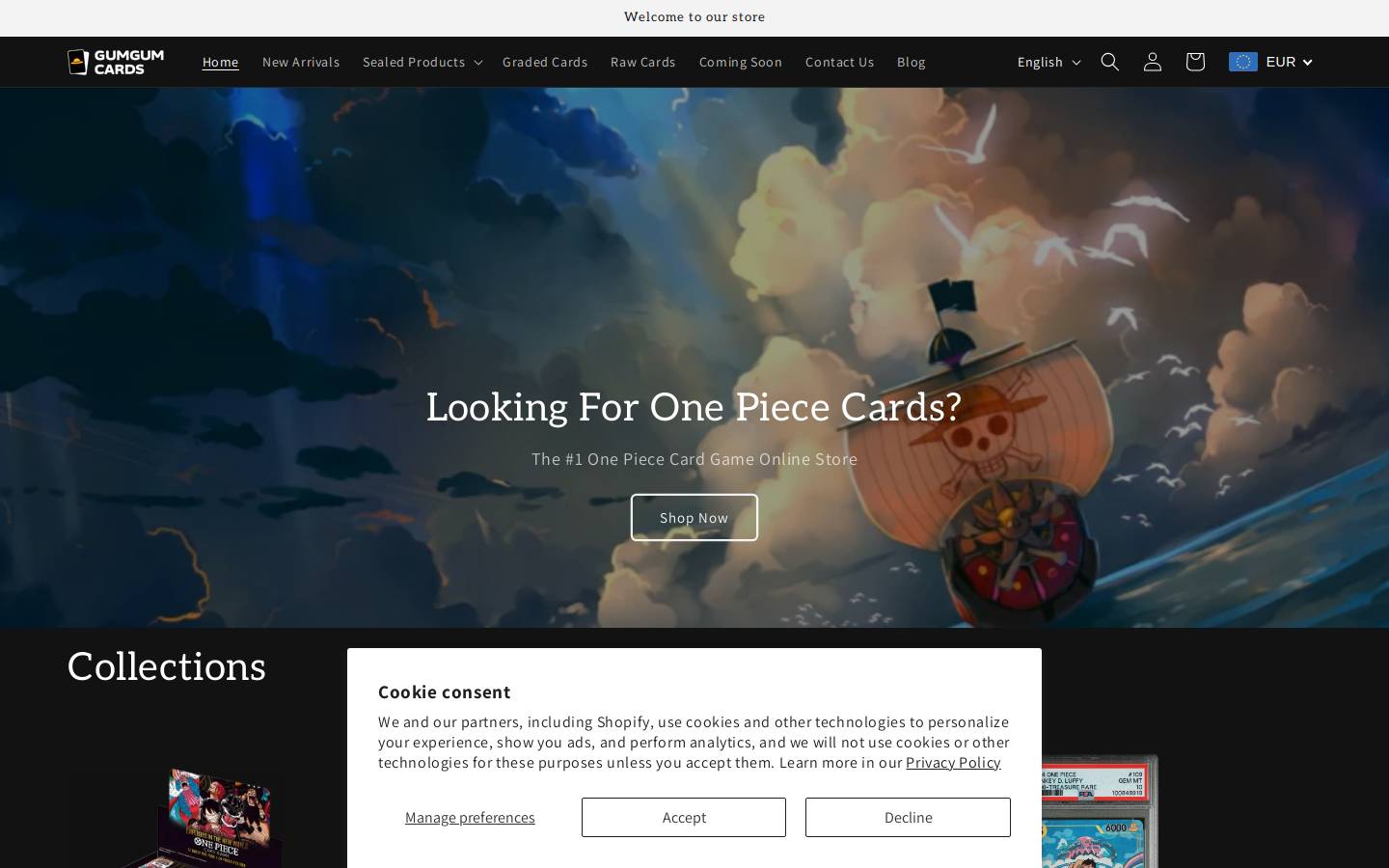 gumgumcards.com homepage screenshot