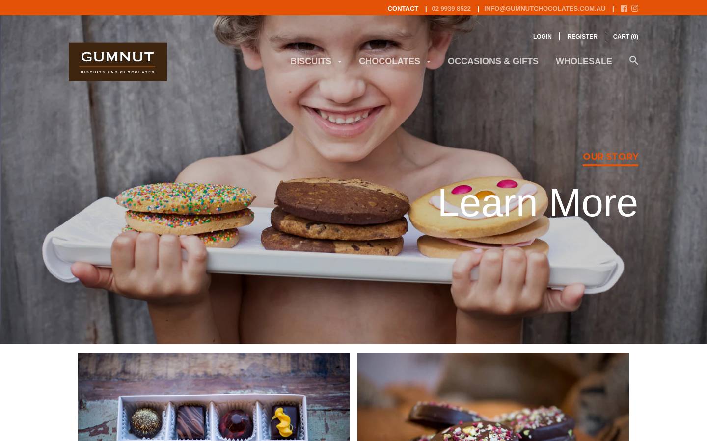 gumnutchocolates.com.au homepage screenshot