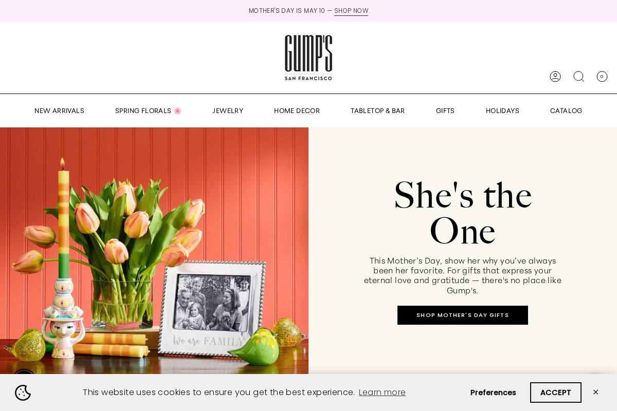 Gump's homepage screenshot