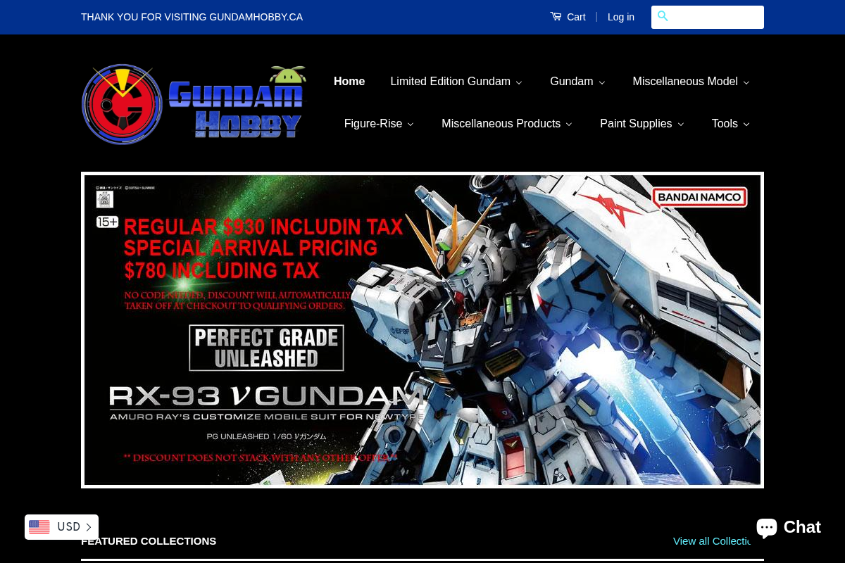 GundamHobby.ca homepage screenshot