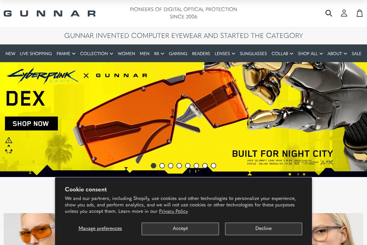 gunnar.com homepage screenshot