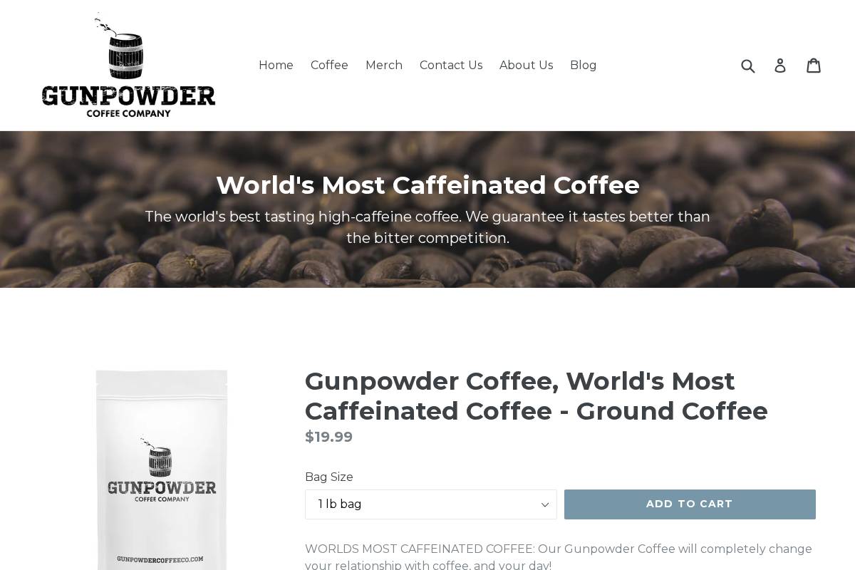 gunpowdercoffeeco.com homepage screenshot