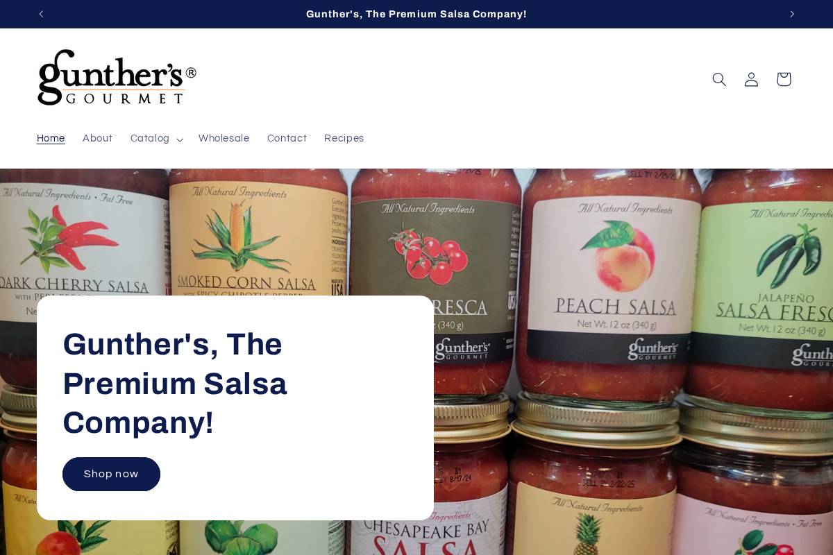 gunthersgourmet.com homepage screenshot
