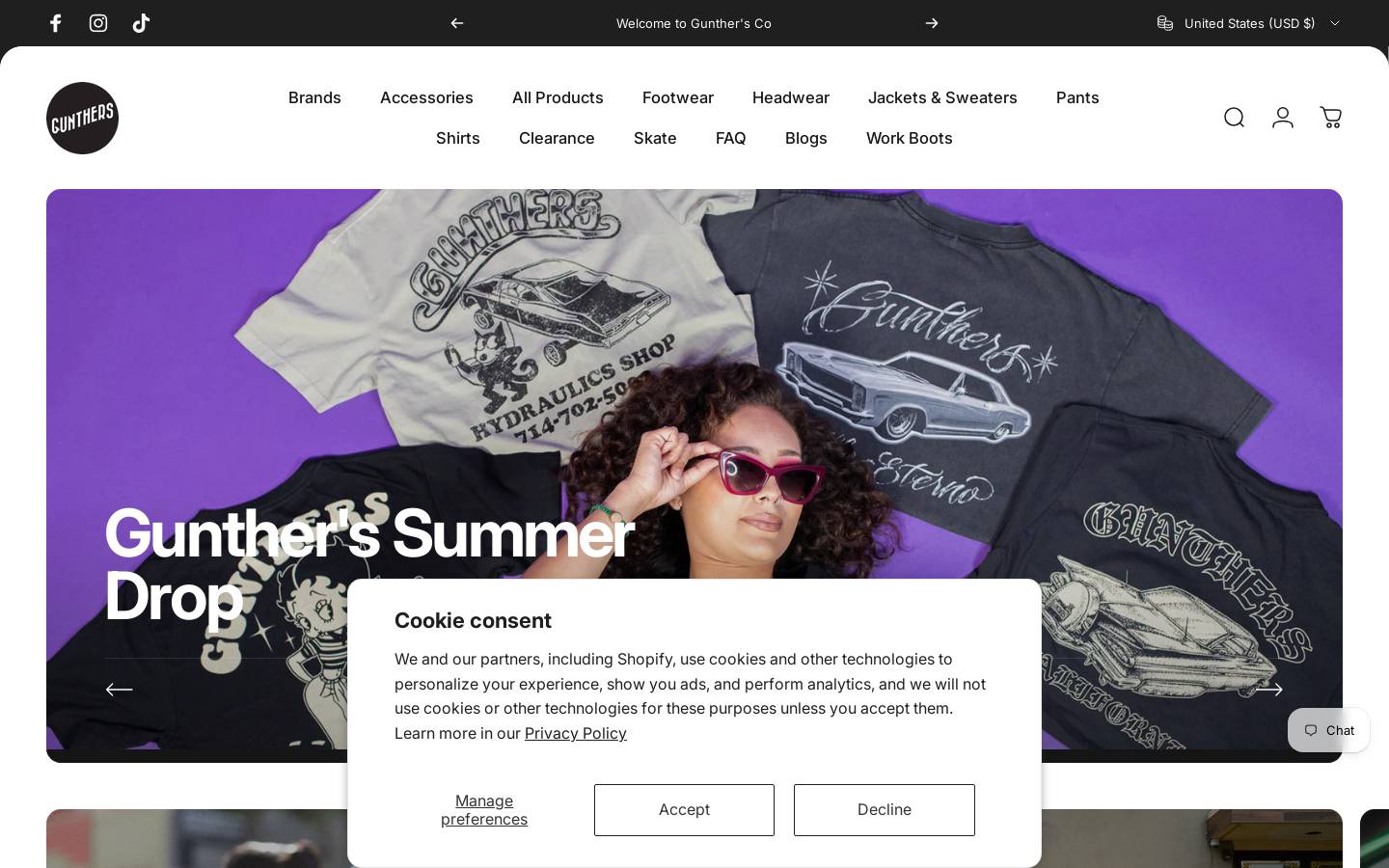 guntherssupplyandgoods.com homepage screenshot