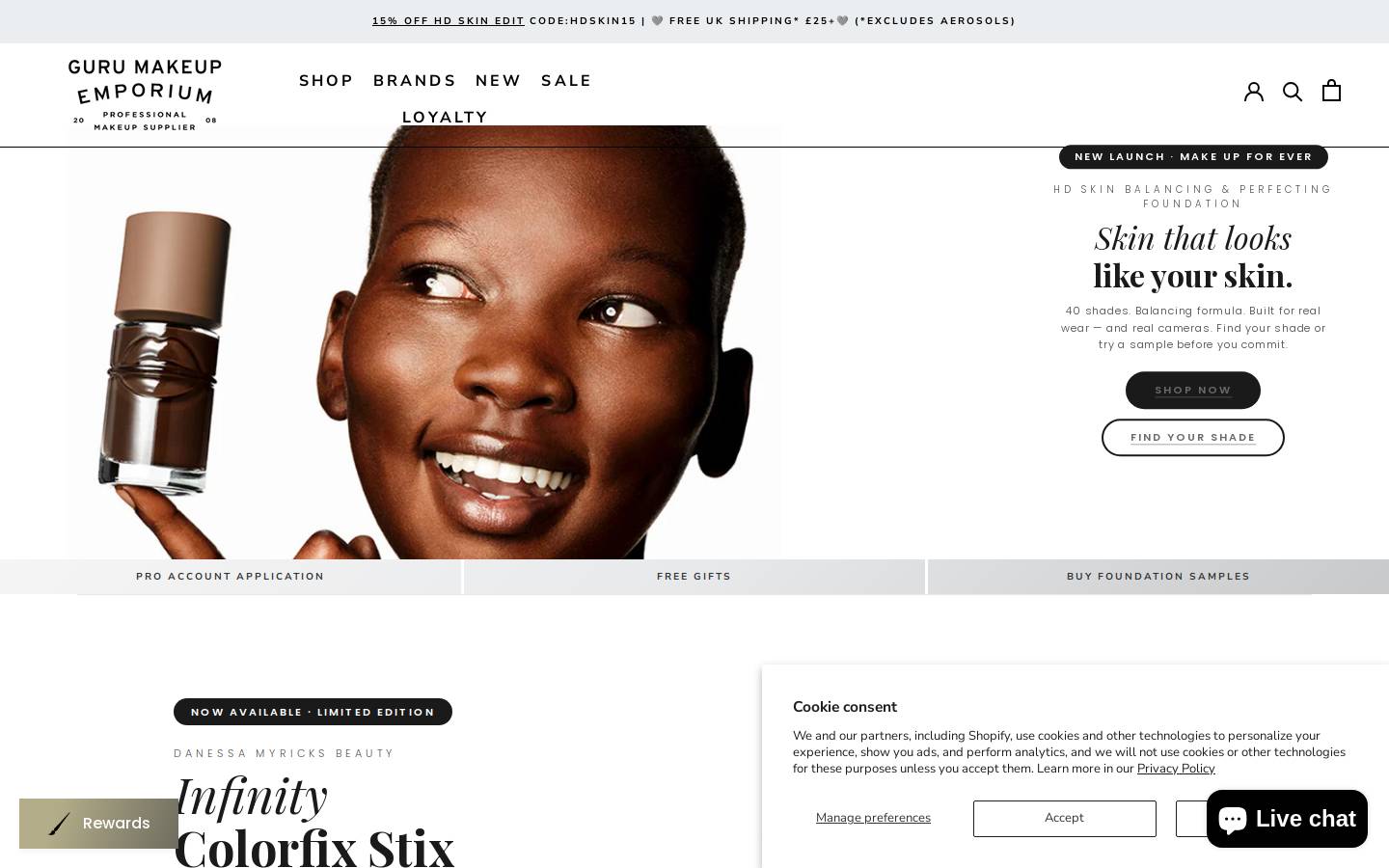 Guru Makeup Emporium homepage screenshot