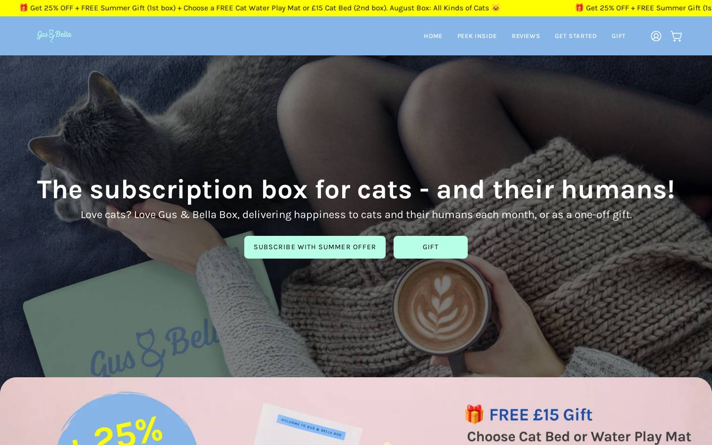 Gus & Bella Box homepage screenshot