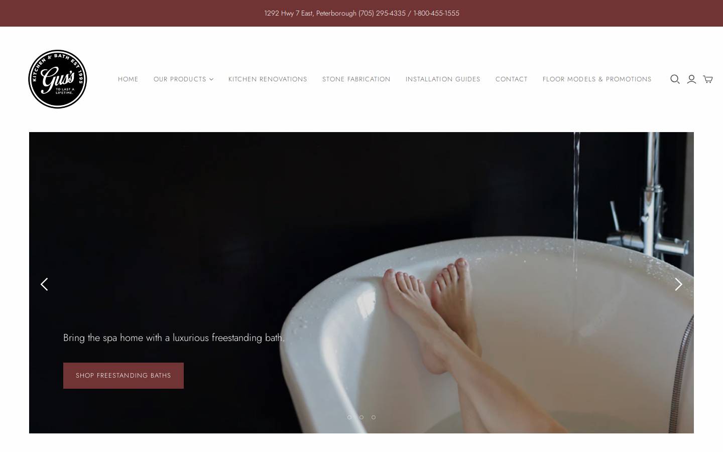 Gus’s Kitchen & Bath homepage screenshot