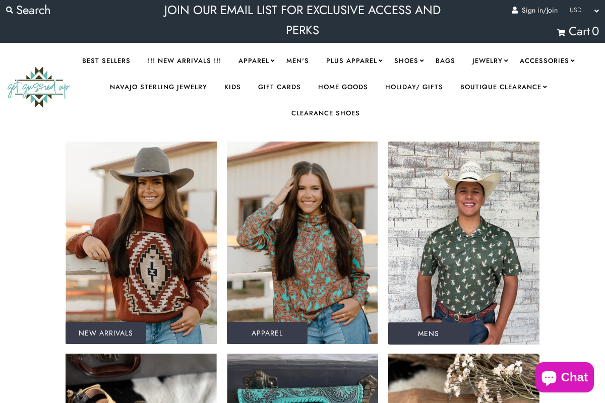 gussied up online homepage screenshot