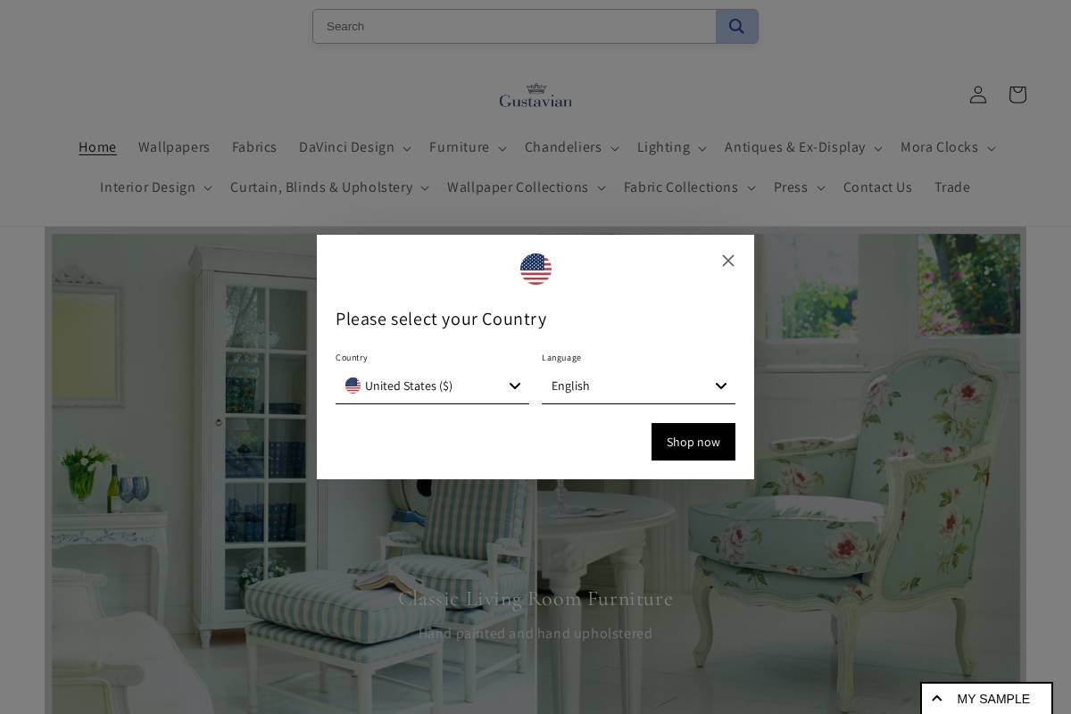 gustavian.com homepage screenshot