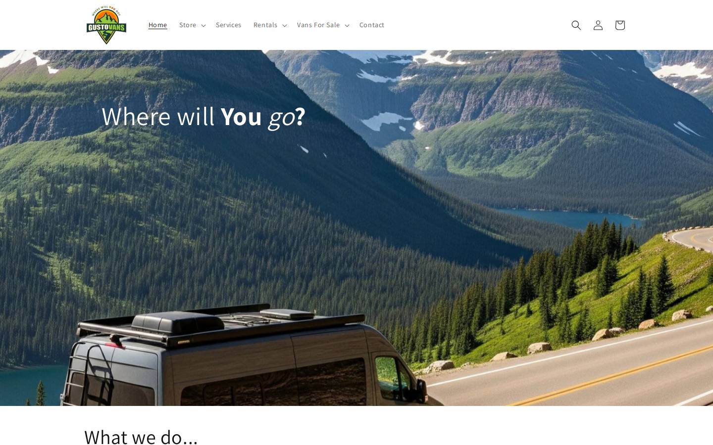 gustovans.com homepage screenshot
