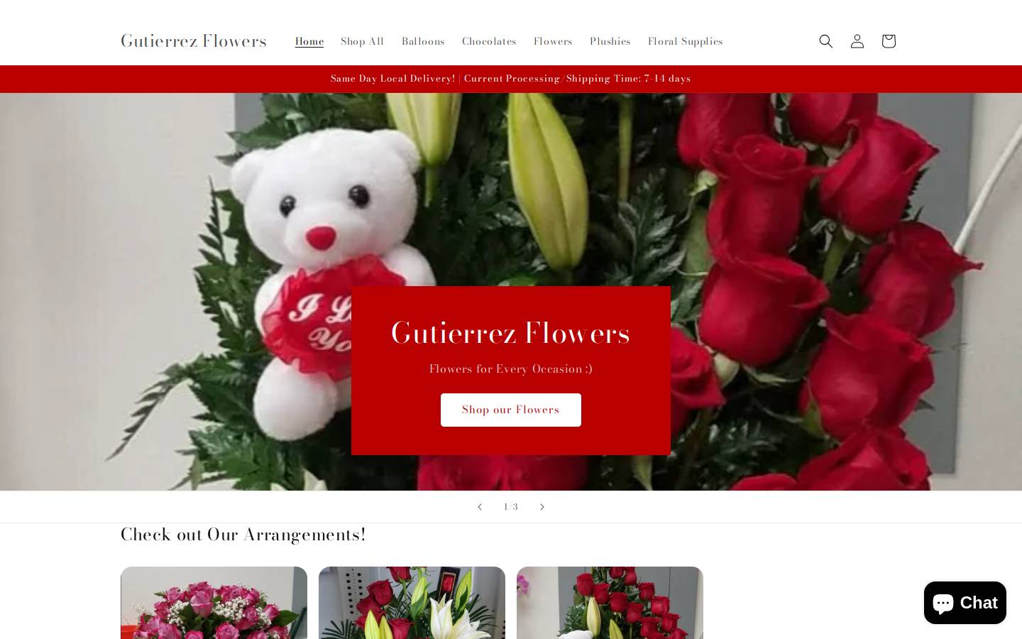 gutierrezflowers.com homepage screenshot