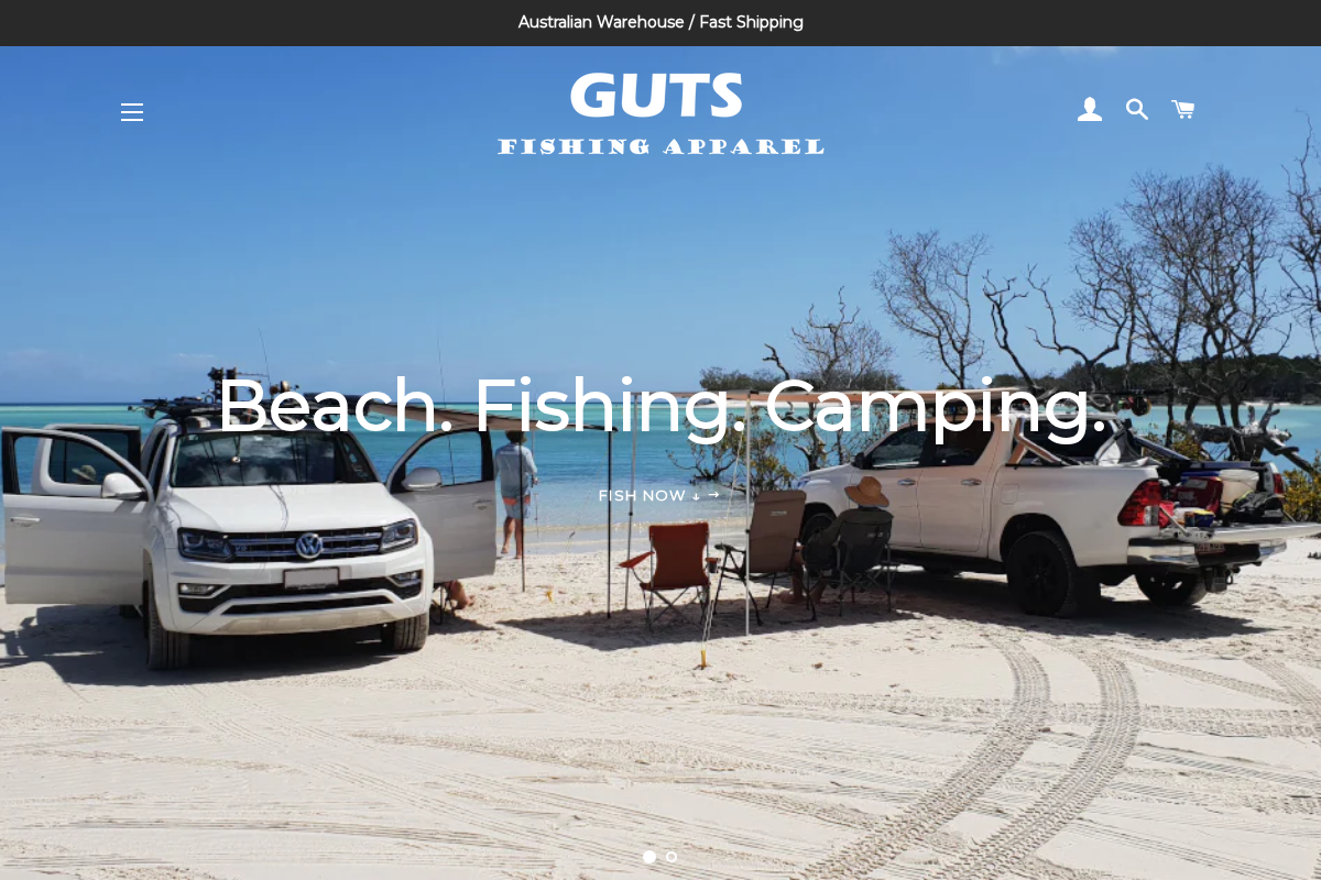 Guts Fishing Apparel homepage screenshot