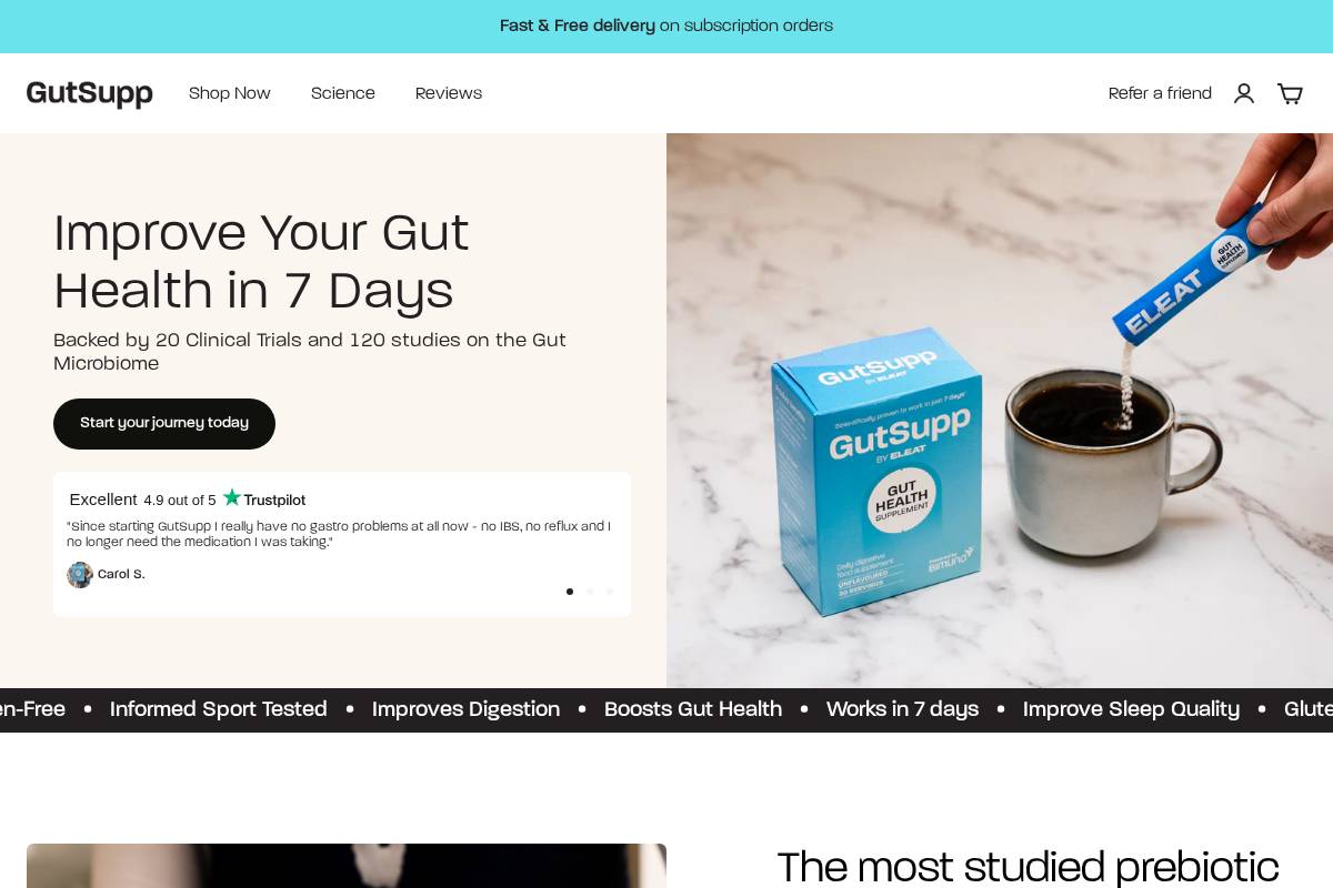 GutSupp (formerly Bimuno) homepage screenshot