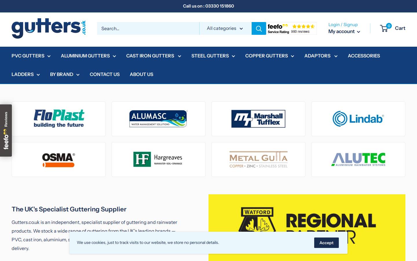 Gutters homepage screenshot