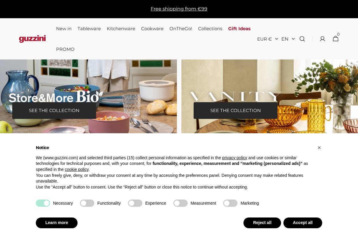 guzzini.com homepage screenshot
