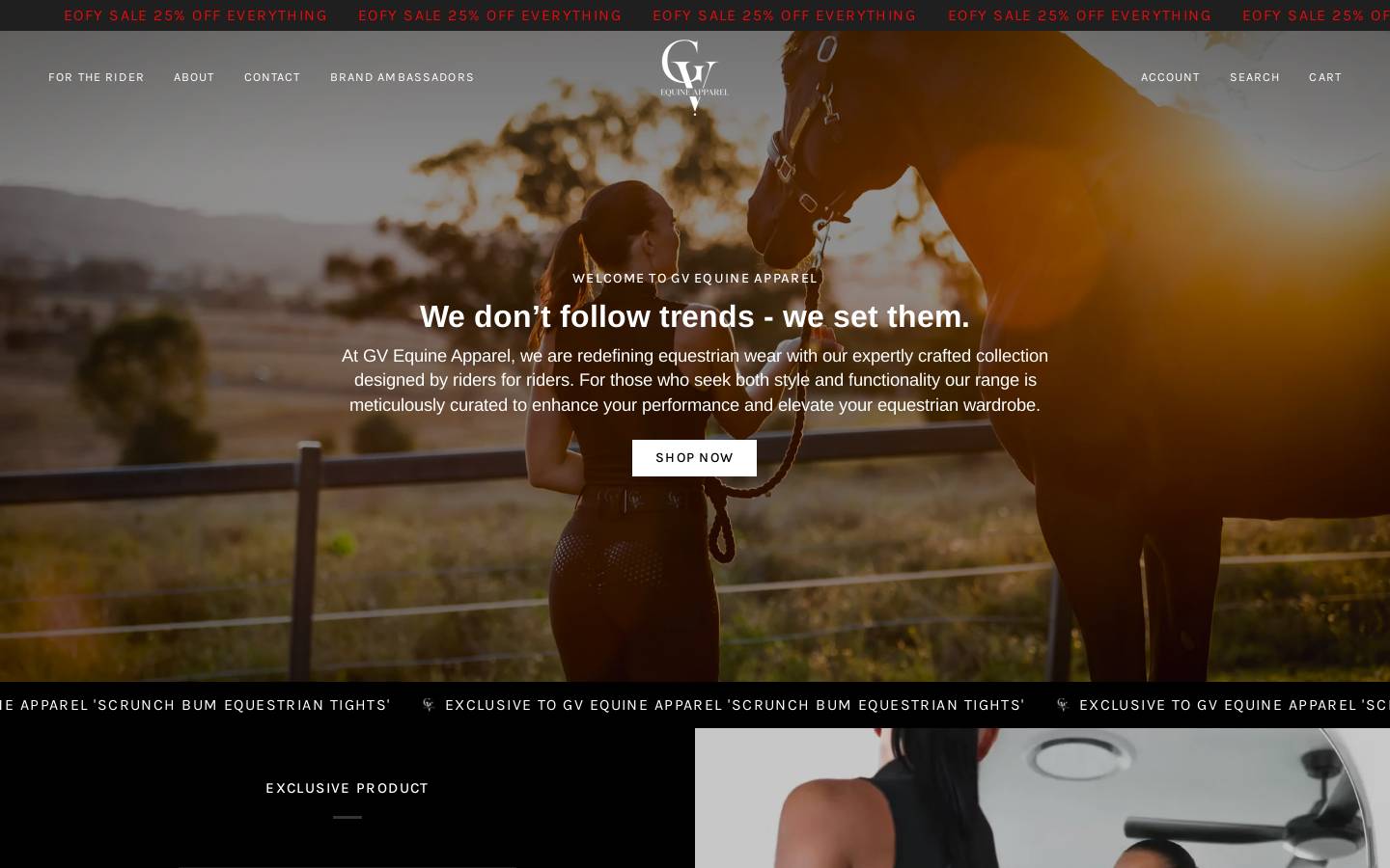 gvequineapparel.com homepage screenshot
