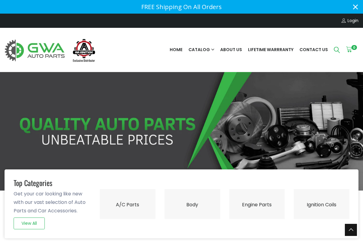 GWA Auto Parts homepage screenshot