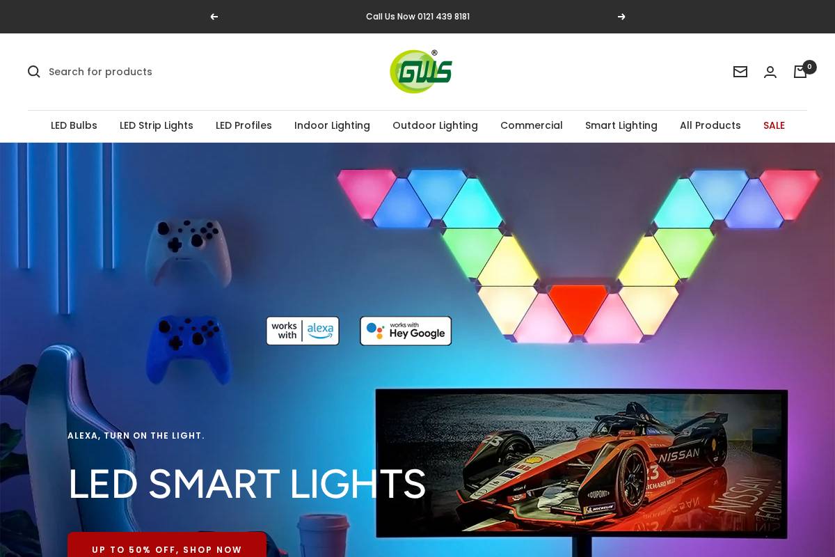 G.W.S. LED Wholesale homepage screenshot